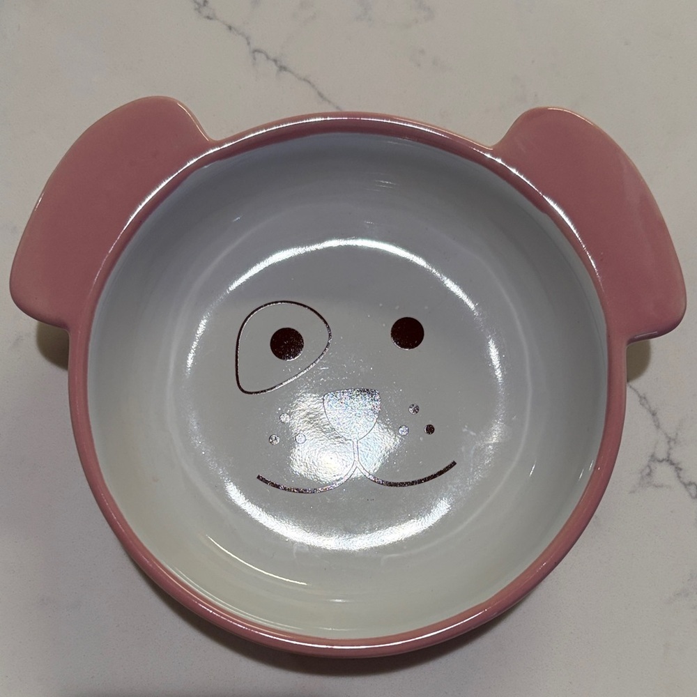 Pink Cat Face Ceramic Bowl